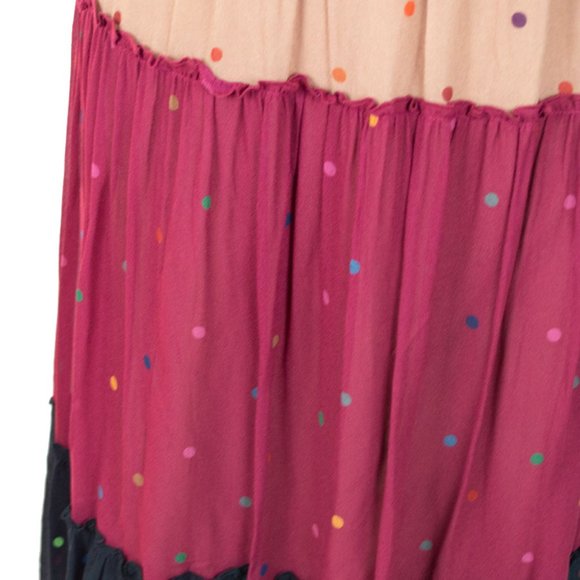 Farm Rio Mixed Dots Maxi Skirt Red Navy Multi Polka Dot Tiered Skirt - Picture 5 of 13